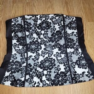 White House Black Market Strapless Bustier Corset Lace Floral Top Size 12